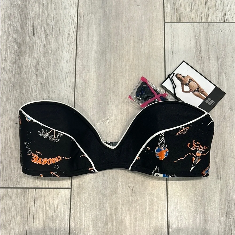 Insight Apocolypso Shima Black bandeau swim bikini top size 6